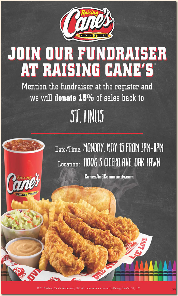 Saint Linus Catholic Parish Fundraiser at Raising Cane's