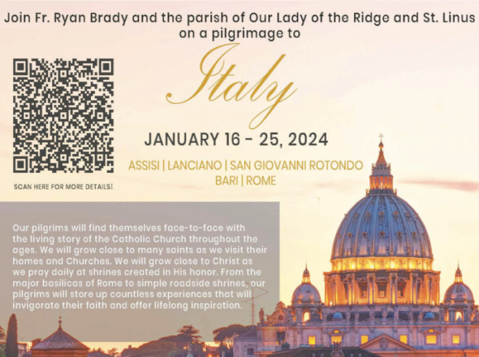 Our Lady of the Ridge Saint Linus Parish Pilgrimage to Italy 2024