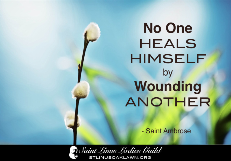 No one heals himself by wounding another. Saint Ambrose