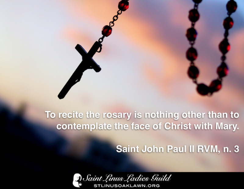 to recite the rosary is nothing other than to contemplate the face of Christ with Mary